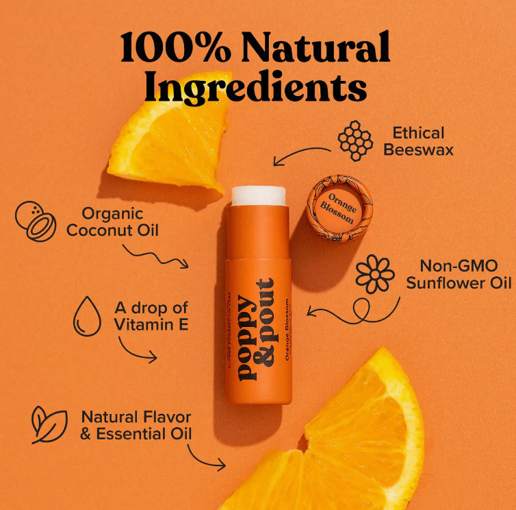 Poppy & Pout Lip Balm - Orange Blossom