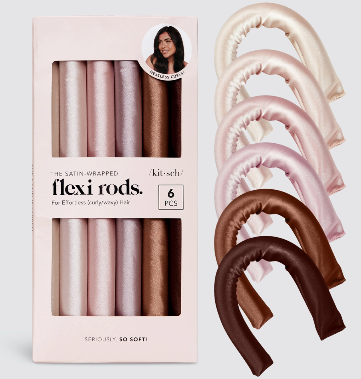 Kitsch Satin Wrapped Flexi Rods - 6pc Set