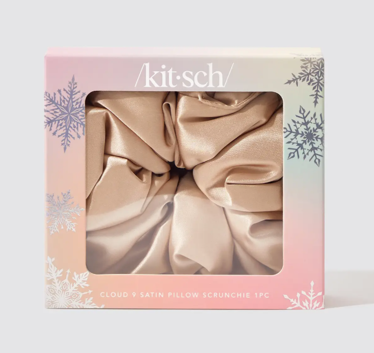 Kitsch Holiday Cloud 9 Satin Pillow Scrunchie- Champagne