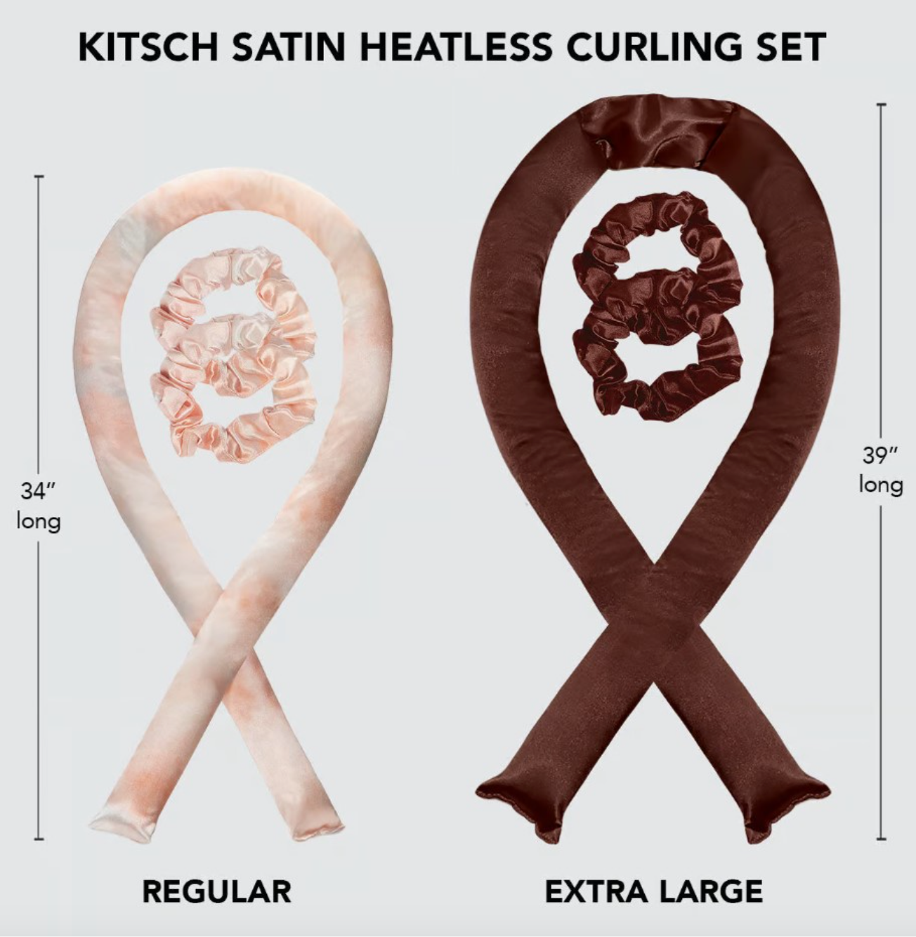 Kitsch Xl Satin Heatless Curling Set - Chocolate